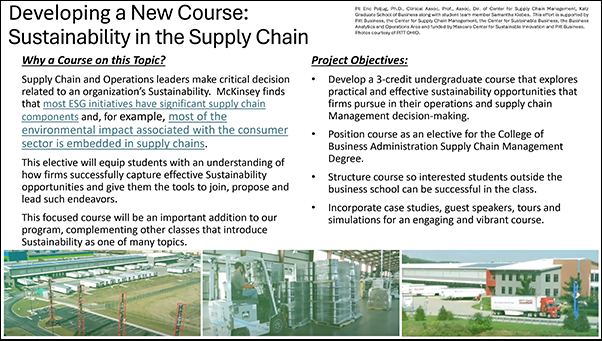 Summary slide for sustainability in the suppy chain project