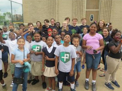 group of students attending STEAM Days programming