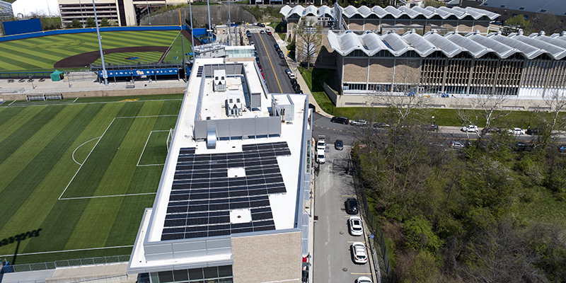 solar array on top of new sports complex