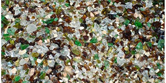 close up of recycled glass pieces